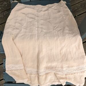 Vintage Gerald Darel lined 100% Peach tucked/fine lace A-Line side zip skt Sz 42